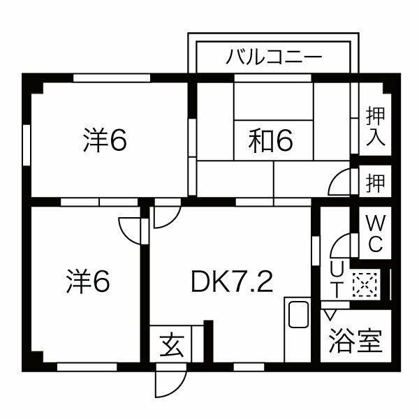 エスポワール田寺(3DK/1階)の間取り写真