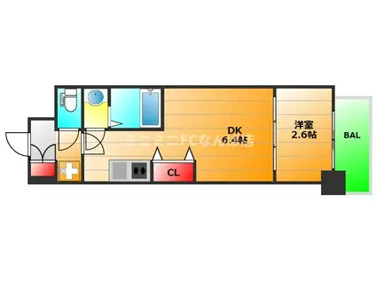 セレニテ夕陽丘エクラ(1DK/5階)の間取り写真