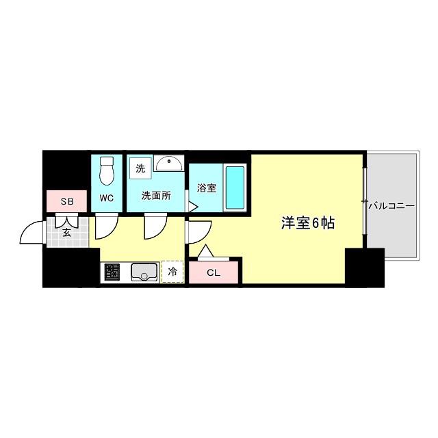 エスリード難波AGREA(1K/15階)の間取り写真