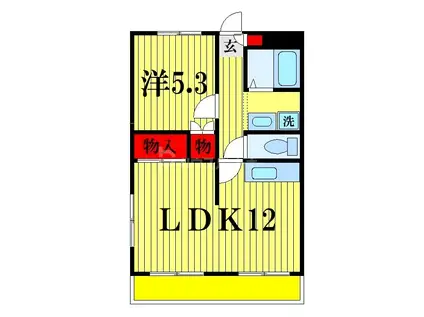 ボヌール・シェソワM(1LDK/2階)の間取り写真
