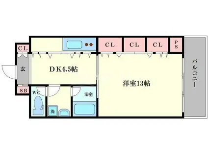 ビエラ老松(1DK/5階)の間取り写真