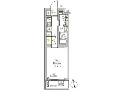 アークマーク南品川(1K/4階)の間取り写真