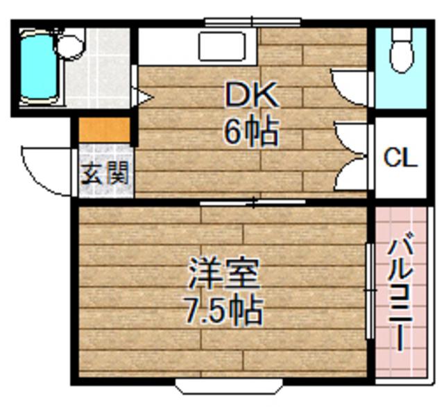 クレイテルハイツ(1DK/2階)の間取り写真