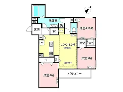 アリヴィオ白井坂(3LDK/3階)の間取り写真