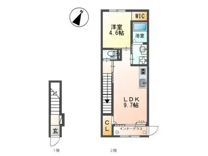 ダイアモンド ムーン(1LDK/2階)の間取り写真