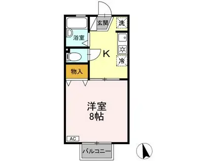 コーポK&S(1K/2階)の間取り写真