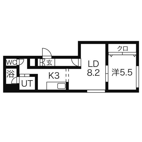 ブランノワールドゥカトル(1LDK/1階)の間取り写真