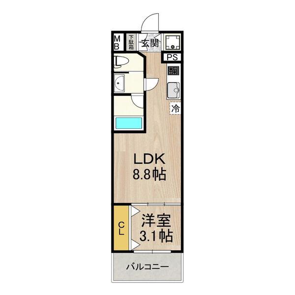 セノアタワー泉(1LDK/8階)の間取り写真
