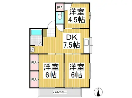 マンションラトーレA(3DK/2階)の間取り写真