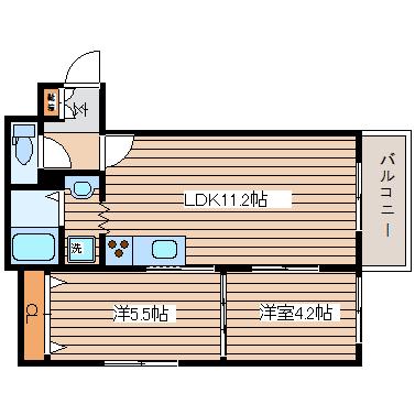 フェリチタ愛子I(2LDK/3階)の間取り写真