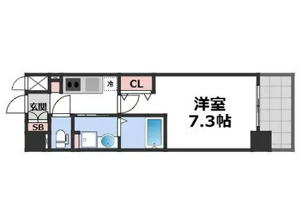 ミュプレ北浜(1K/8階)の間取り写真