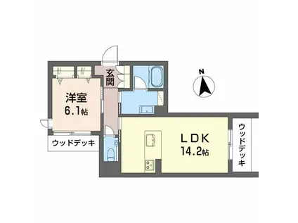 ダイヤモンドヒルズ吹上(1LDK/1階)の間取り写真