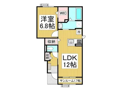 ラ・フォルシュ(1LDK/1階)の間取り写真