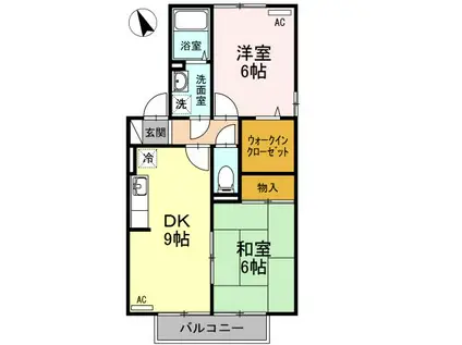 カメリアハイツ B棟(2DK/2階)の間取り写真