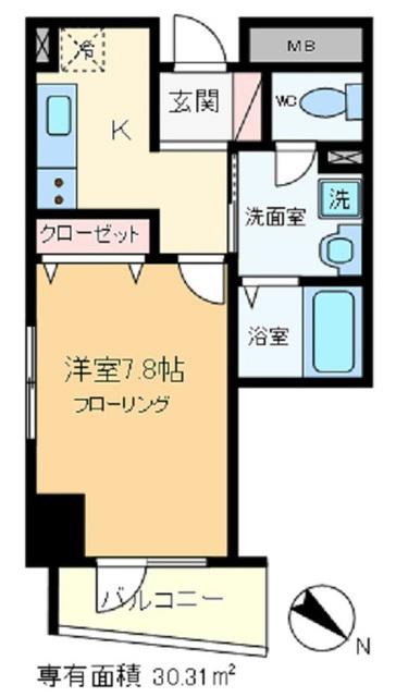 ロイヤルKJ(1K/13階)の間取り写真