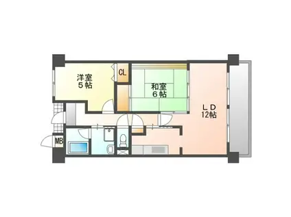 トレ・ビバース上山手公園III(2LDK/2階)の間取り写真