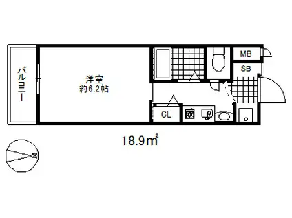 エステムコート神戸ハーバーランド前Ⅲコスタリティ(1K/8階)の間取り写真