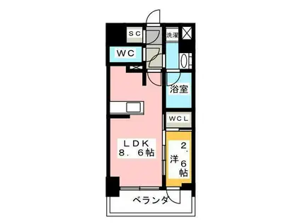 KDXレジデンス上石神井II(1LDK/2階)の間取り写真