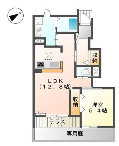 コーラルヴィラ出島A(1LDK/1階)の間取り写真
