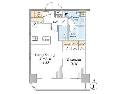 渋谷    最上階 アクセス良好(1LDK/14階)の間取り写真