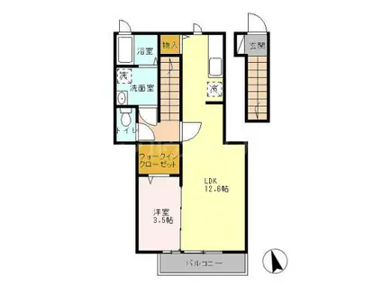 ラ・シュプレーム(1LDK/2階)の間取り写真