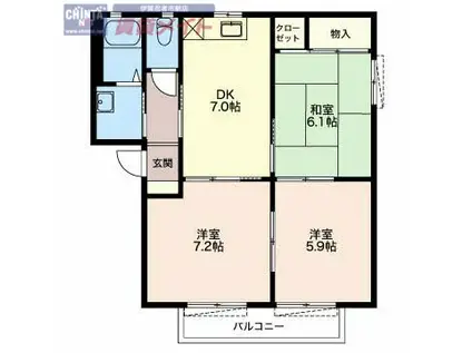 桜道コートB(3DK/2階)の間取り写真