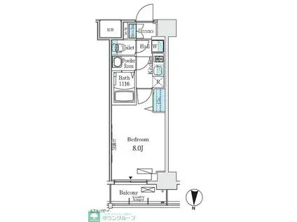 ディームス東陽町II(1K/8階)の間取り写真