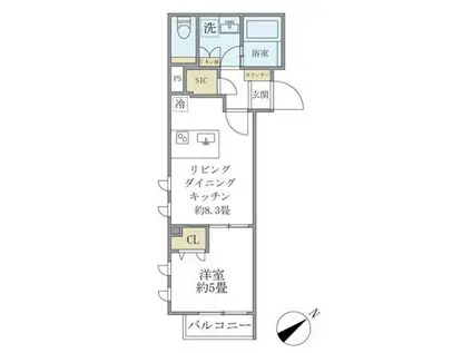 コンポジット早稲田鶴巻町(1LDK/5階)の間取り写真