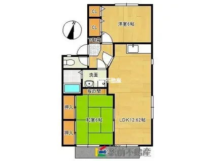 ベルナール津福(2LDK/2階)の間取り写真