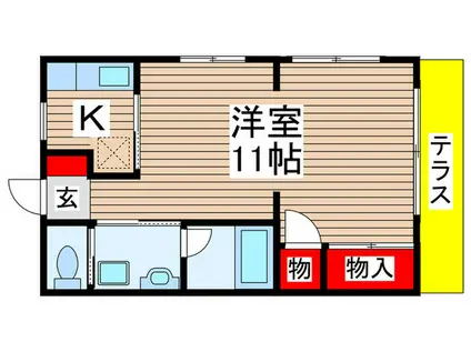 タカラフラットII(1K/1階)の間取り写真