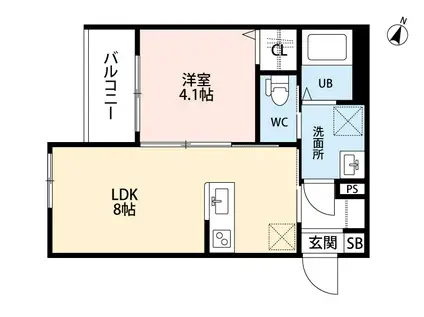 ROBOT HOME 唐の原(1LDK/1階)の間取り写真