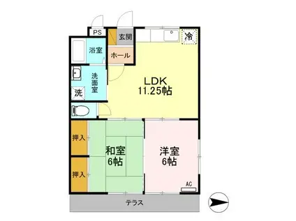 ハマノハイツ(2LDK/1階)の間取り写真