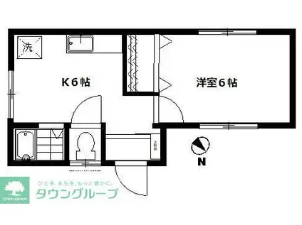 ハイツ雨宮(1DK/2階)の間取り写真