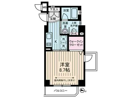 ドゥーシエル桜新町(1K/4階)の間取り写真