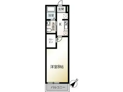 MQUARTO拝島Ⅰ(1K/2階)の間取り写真