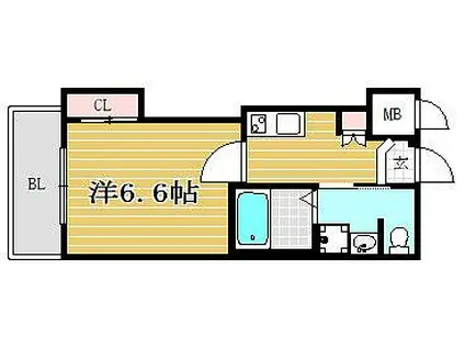 T-SMART博多オーケストラ通(1K/3階)の間取り写真