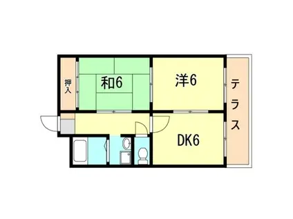 エスポワール森友(2DK/1階)の間取り写真