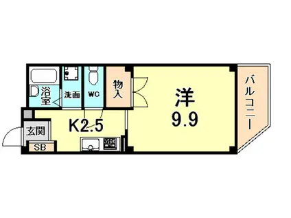 ハウスリーブス(1K/4階)の間取り写真