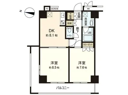 レジデンス仙台駅東(2DK/12階)の間取り写真