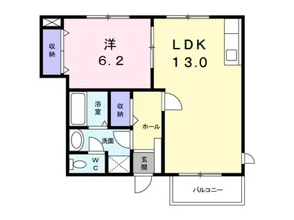 サンシャインヒルズI(1LDK/1階)の間取り写真