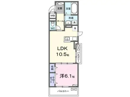 シエルガーデン(1LDK/1階)の間取り写真