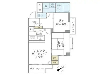 リエール若松町(1LDK/2階)の間取り写真