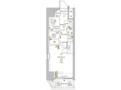 FROMA門前仲町リバーサイド(1K/4階)の間取り写真