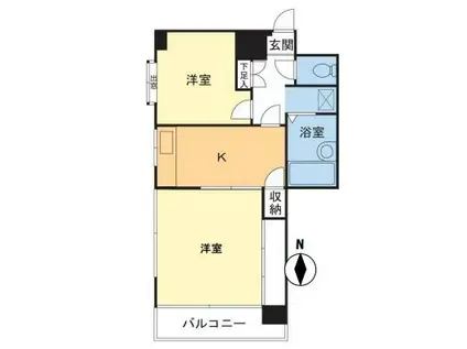 サントピヤマンション(2K/6階)の間取り写真