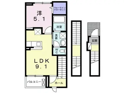 グリーンウエスト II(1LDK/3階)の間取り写真