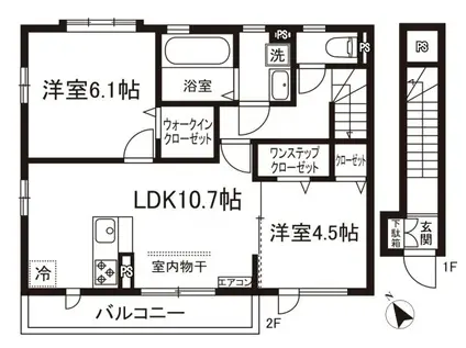 アムールIII(2LDK/2階)の間取り写真