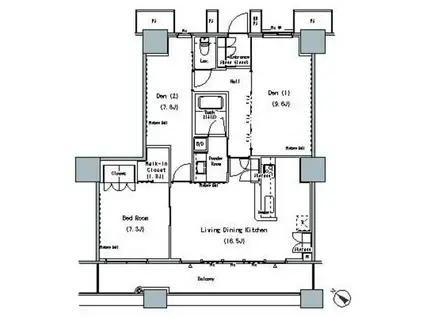 ザ 東京タワーズ ミッドタワー(1SLDK/4階)の間取り写真