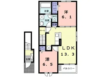 ビューティーヒロIII(2LDK/2階)の間取り写真