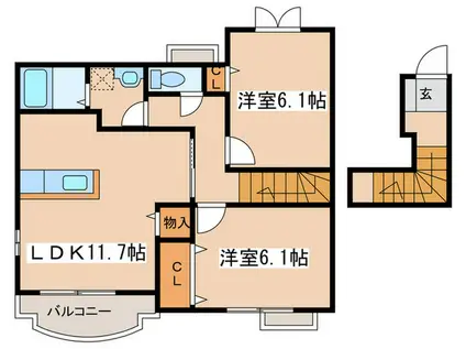 メイプルハウス(2LDK/2階)の間取り写真