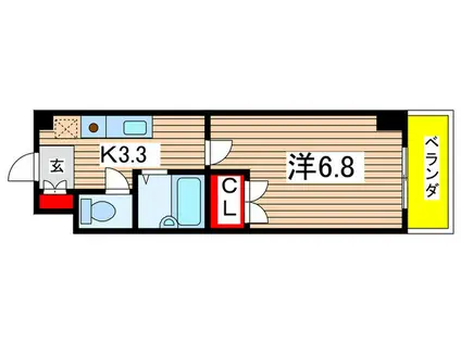 ボヌールII(1K/2階)の間取り写真
